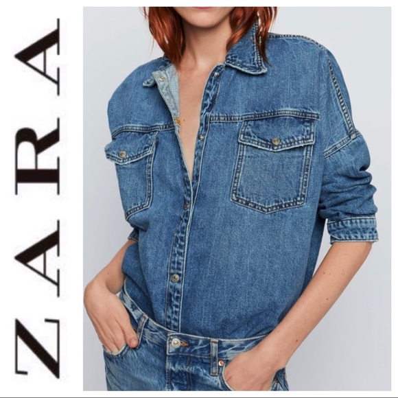 zara oversized denim shirt